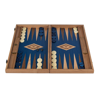 Premium Handcrafted Walnut with Blue Oak Backgammon Set 48x60cm (by Manopoulos) - 5250000000061 - Crystal Lotus