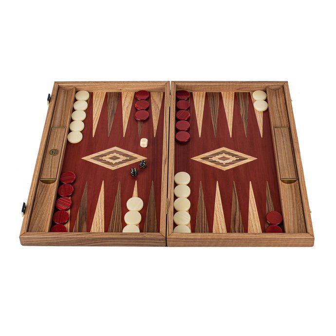 Premium Handcrafted Walnut with Red Oak Backgammon Set 48x60cm (by Manopoulos) - 5250000000070 - Crystal Lotus