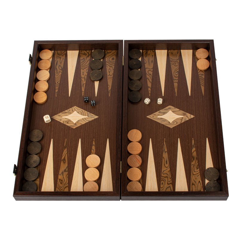 Premium Handcrafted Wenge 3 - in - 1 Chess, Backgammon, and Checkers Set - Elegant Marquetry Design 48x52cm (by Manopoulos) - 5200430716747 - Crystal Lotus