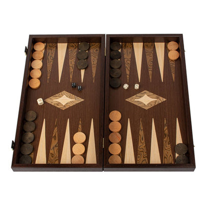 Premium Handcrafted Wenge 3 - in - 1 Chess, Backgammon, and Checkers Set - Elegant Marquetry Design 48x52cm (by Manopoulos) - 5200430716747 - Crystal Lotus