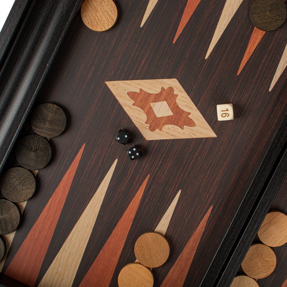 Premium Handcrafted Wenge Replica Wood Backgammon Set with Side Racks 48x60cm (by Manopoulos) (BXL1VV) - 5200430704904 - Crystal Lotus
