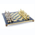 Premium Metalic Chess Set - Greek Roman Period Chessmen in Gold & Silver - Blue & Gold Chessboard 36x36cm (by Manopoulos) (S4BLU) - 5200430709282 - Crystal Lotus