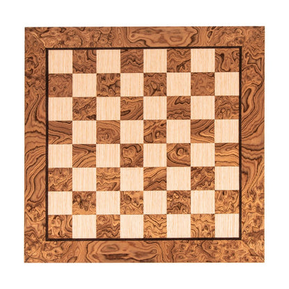 Premium Wooden Chessboard Walnut Burl &amp; Oak 50x50cm (by Manopoulos) - 5250000000018 - Crystal Lotus