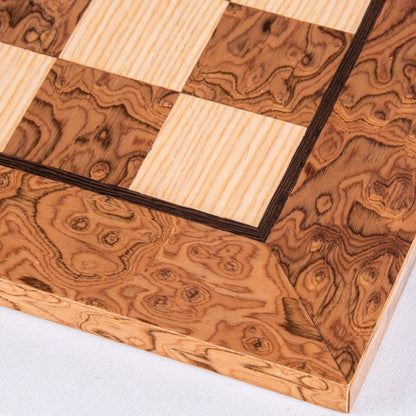 Premium Wooden Chessboard Walnut Burl &amp; Oak 50x50cm (by Manopoulos) - 5250000000018 - Crystal Lotus