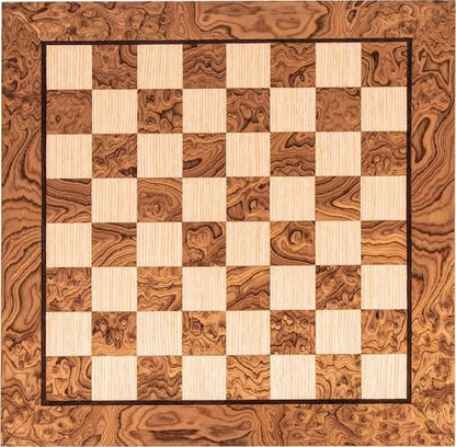 Premium Wooden Chessboard Walnut Burl &amp; Oak 50x50cm (by Manopoulos) - 5250000000018 - Crystal Lotus