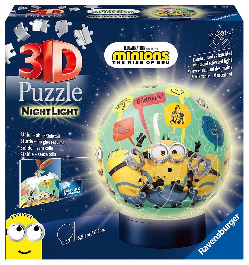 Ravensburger (11180) 3D Puzzle Ball - Nightlight Minions 2 - 4005556111800 - CrystalLotus.eu