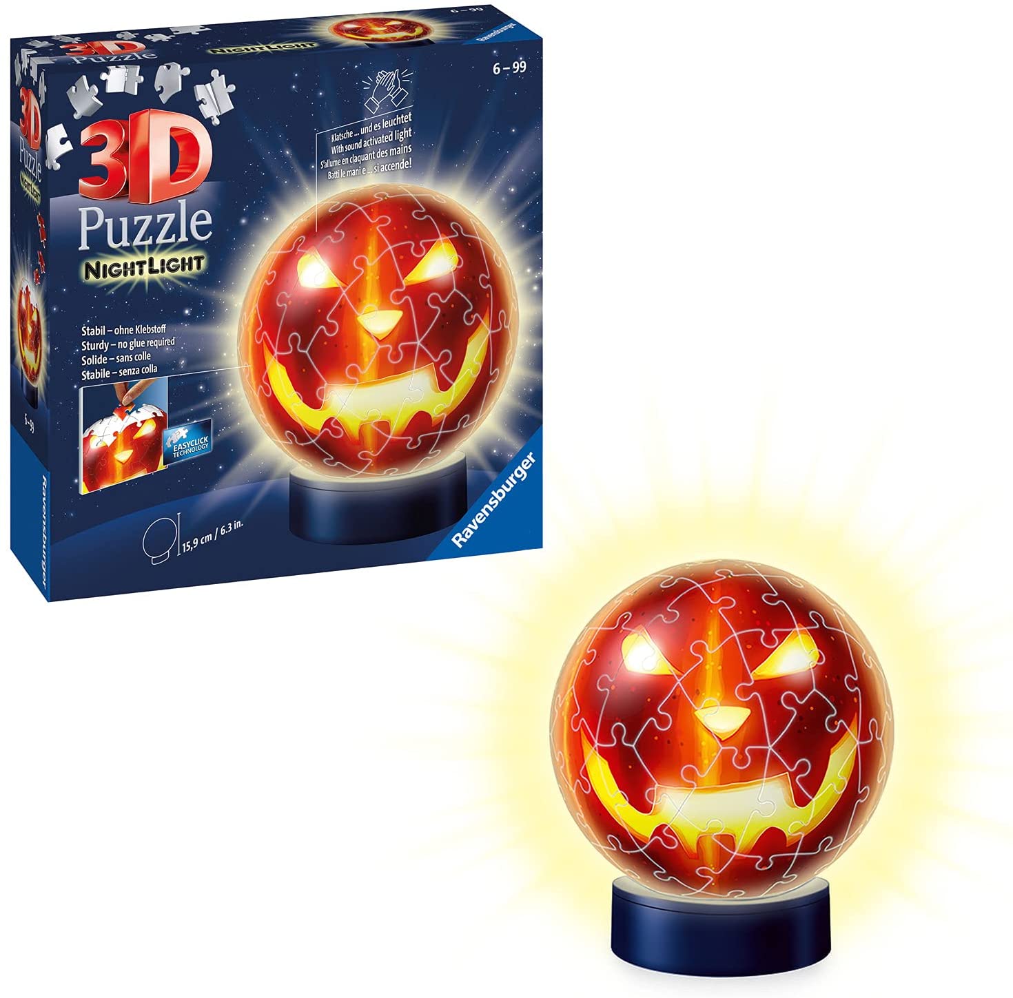 Ravensburger (11253) 3D Puzzle Ball - Nightlight Pumpkin 72pc - 4005556112531 - CrystalLotus.eu