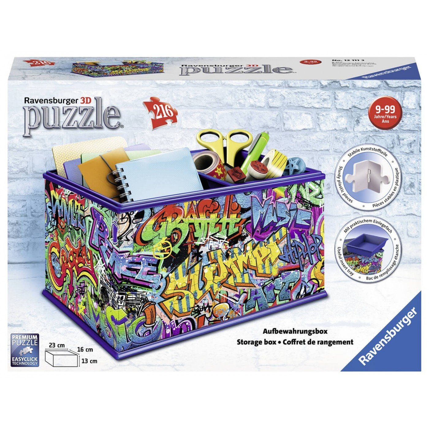 Ravensburger (12111) 3D Puzzle 216 Pcs Storage Box Graffiti - 4005556121113 - CrystalLotus.eu