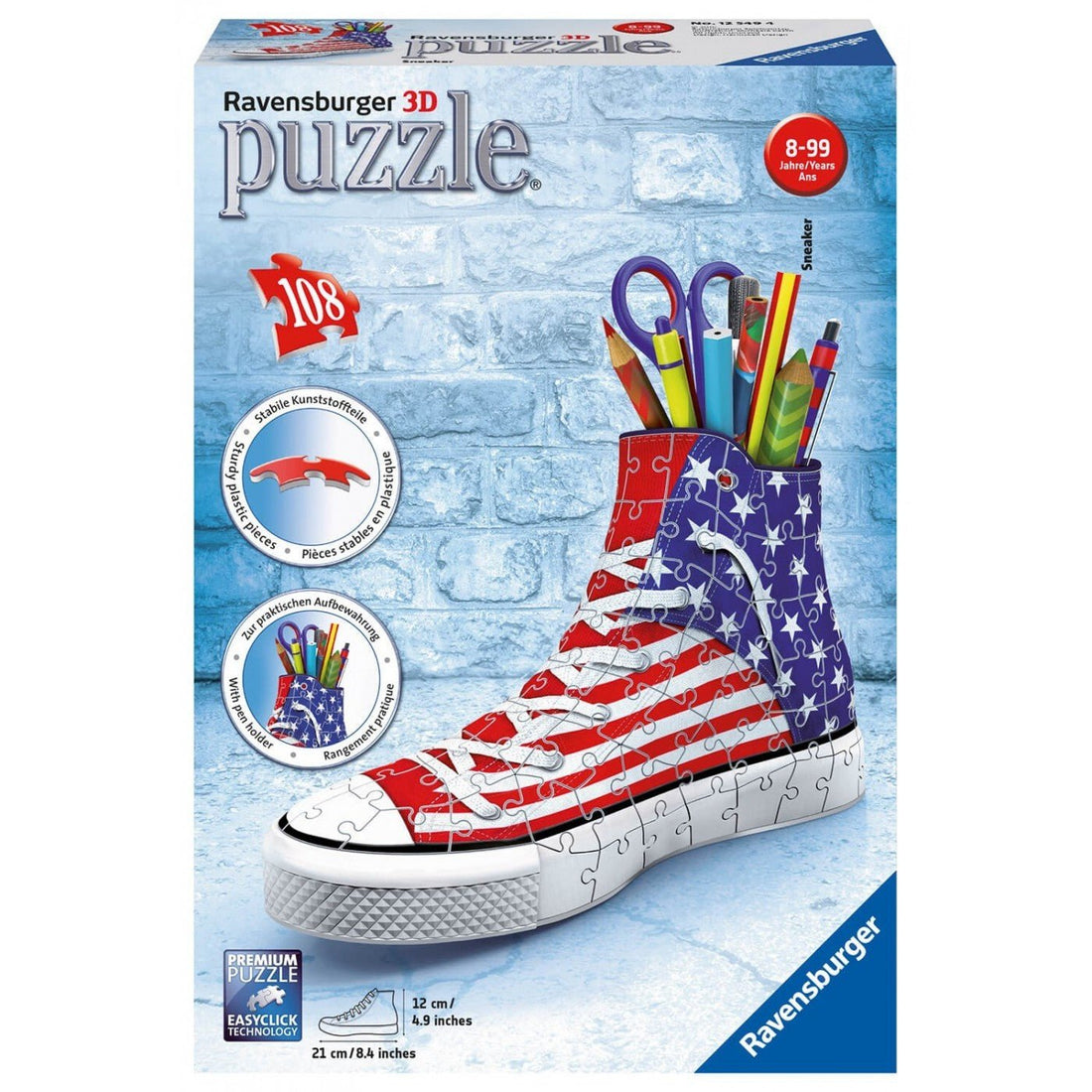 Ravensburger (12549) 3D Puzzle 108 Pcs Sneaker American Flag - 4005556125494 - CrystalLotus.eu