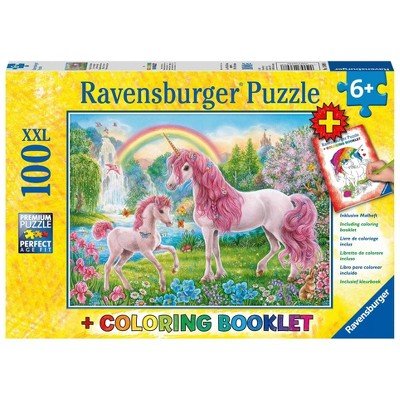 Ravensburger (13698) "Magical Unicorns + Coloring Book" - 100 pieces puzzle - 4005556136988 - CrystalLotus.eu