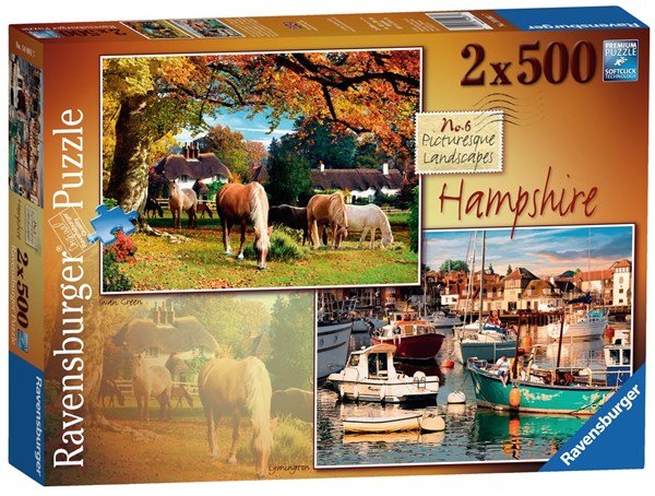 Ravensburger (14081) Picturesque Landscapes No.6 Hampshire - Lymington &amp; Swan Green 2x 500 piece Jigsaw Puzzle - 4005556140817 - CrystalLotus.eu