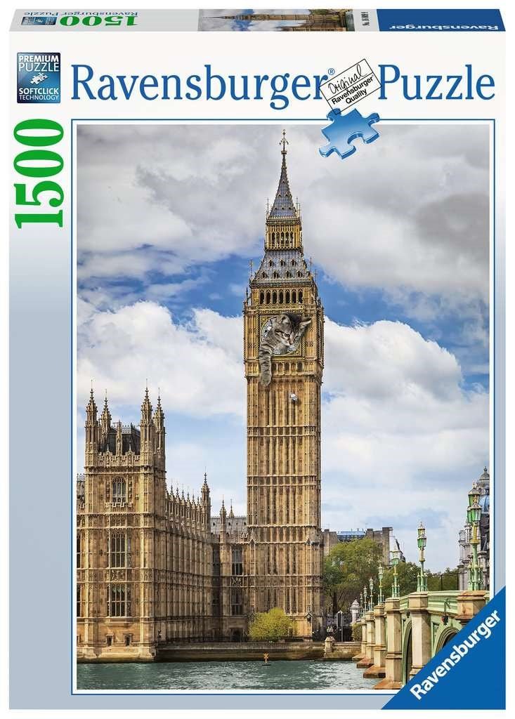 Ravensburger (16009) &quot;Funny cat on Big Ben&quot; - 1500 pieces puzzle - 4005556160099 - CrystalLotus.eu