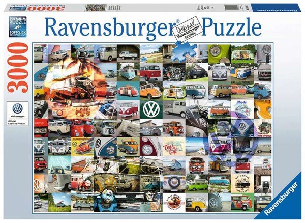 Ravensburger (16018) 99 VW Campervan Moments, 3000 piece Jigsaw puzzle - 4005556160181 - CrystalLotus.eu