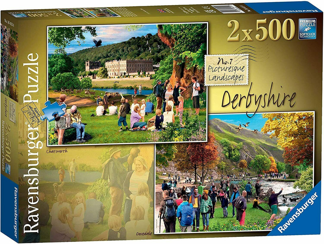 Ravensburger (16415) Picturesque Landscapes No.7 Derbyshire - Chatsworth &amp; Dovedale 2x 500 piece Jigsaw Puzzle - 4005556164158 - CrystalLotus.eu