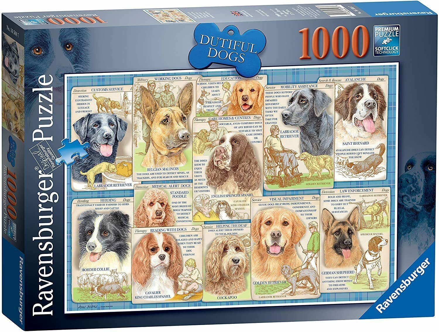 Ravensburger (165087) Dutiful Dogs 1000 piece Jigsaw Puzzle - 4005556165087 - CrystalLotus.eu