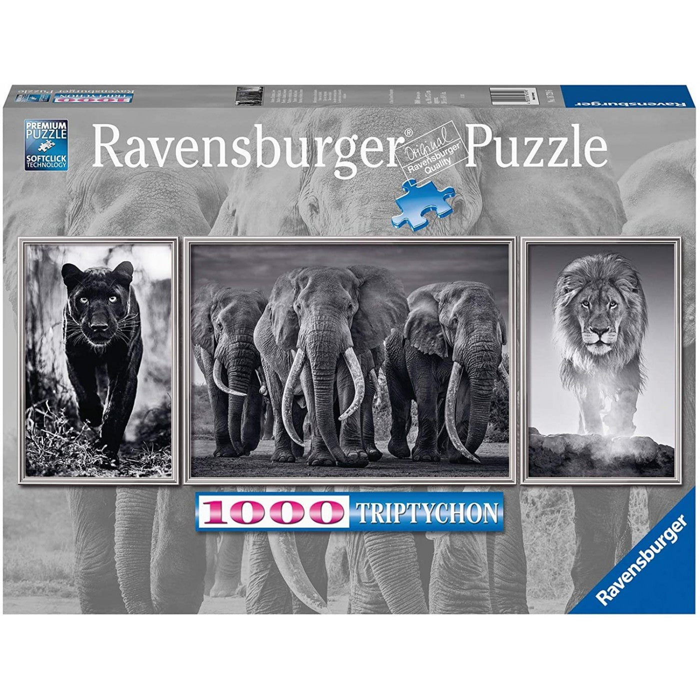 Ravensburger (16729) Panther Elephant Lion 1000 Pieces Silver - 4005556167296 - CrystalLotus.eu