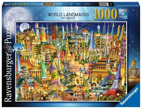 Ravensburger (19843) World Landmarks at Night 1000 piece Jigsaw Puzzle - 4005556198436 - CrystalLotus.eu