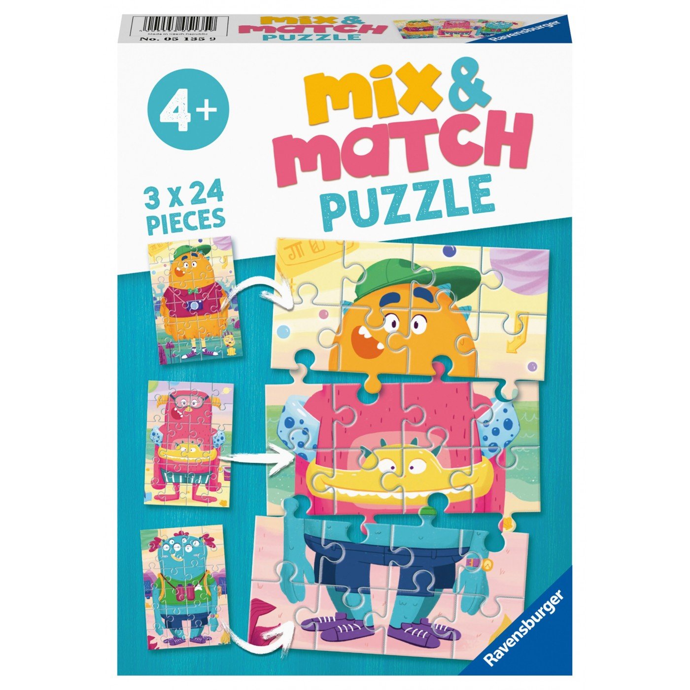 Ravensburger (5135) Monsters Mix &amp; Match Jigsaw Puzzle 3x 24 piece - 4005556051359 - CrystalLotus.eu