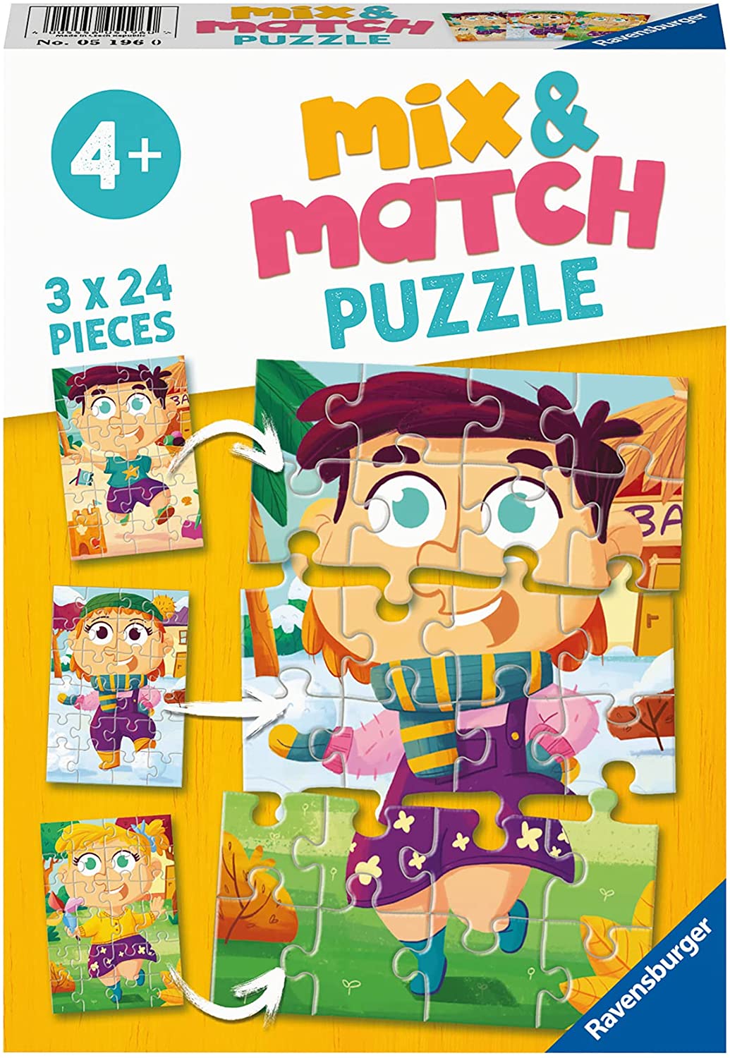 Ravensburger (5196) Mix and Match Puzzles - Clothes 3x24pc - 4005556051960 - CrystalLotus.eu