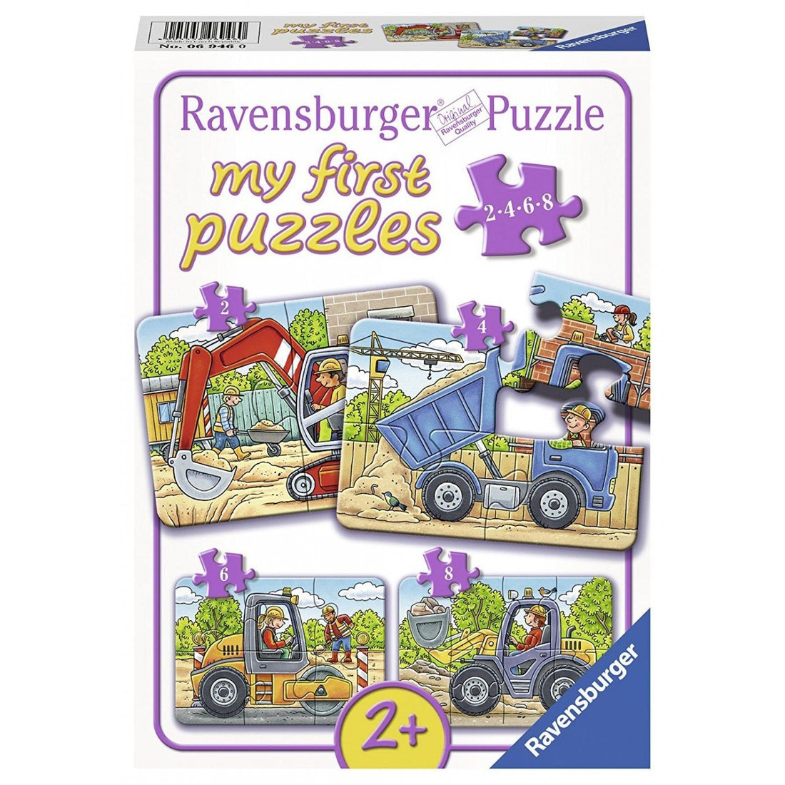 Ravensburger (6946) My First Puzzles 2/4/6/8 Pieces Constuction Vehicles - 4005556069460 - CrystalLotus.eu