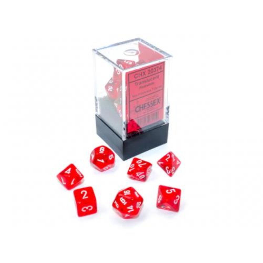 Red with White Translucent Mini - Polyhedral 7 - Die Set - 0198203515 - CrystalLotus.eu