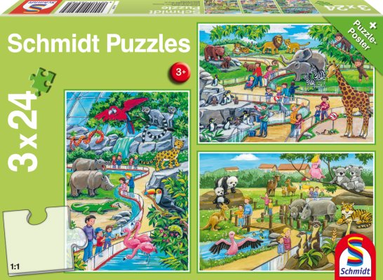 Schmidt 56218 A Day at the Zoo 3x24 pcs - 4001504562182 - CrystalLotus.eu