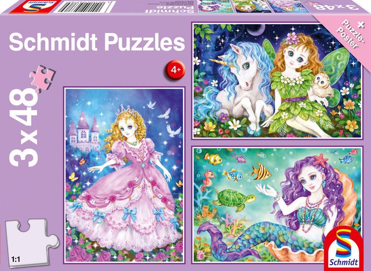 Schmidt Spiele 56376 Princess, fairy and mermaid, 3x48 pcs - 4001504563769 - CrystalLotus.eu