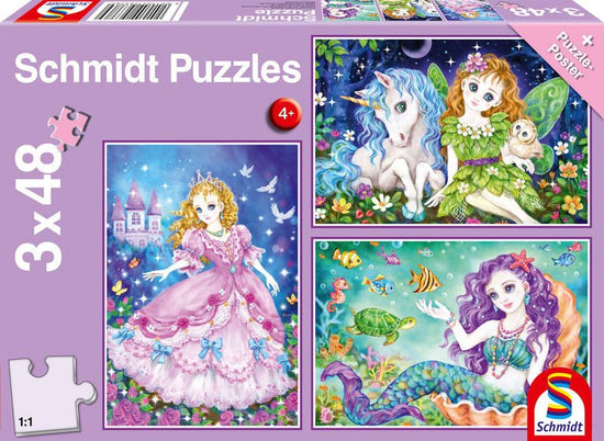 Schmidt Spiele 56376 Princess, fairy and mermaid, 3x48 pcs - 4001504563769 - CrystalLotus.eu