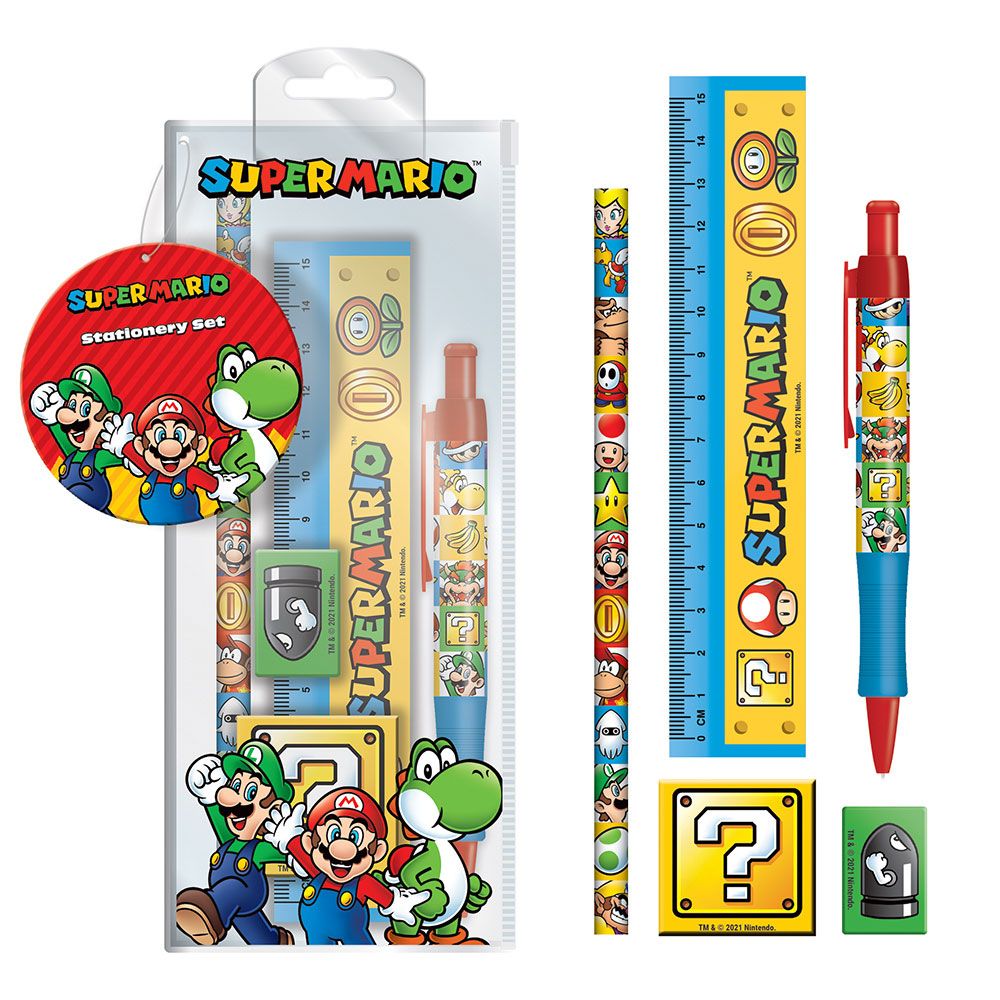 Super Mario 5 - Piece Stationery Set - 5051265734303 - CrystalLotus.eu