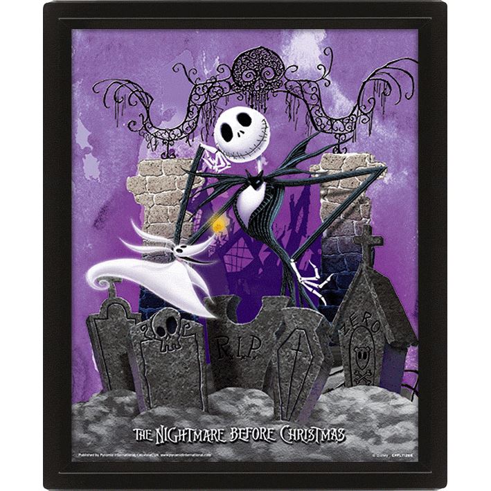 The Nightmare Before Christmas Poster in 3D Lenticular Poster in Box Frame 25cm x 20cm - 5051265999948 - Crystal Lotus