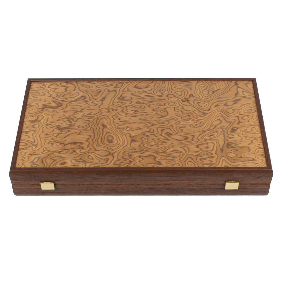 Handcrafted Backgammon Set Premium Walnut Burl Large 48x52cm (by Manopoulos) (TJJ1)