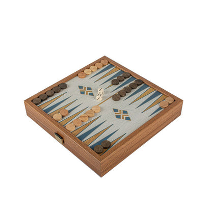 Turquoise 2-in-1 Combo Game Set - Chess &amp; Backgammon in Walnut Case 27 x 27cm (by Manopoulos) (STP28TIR) - 5200430701590 - Crystal Lotus