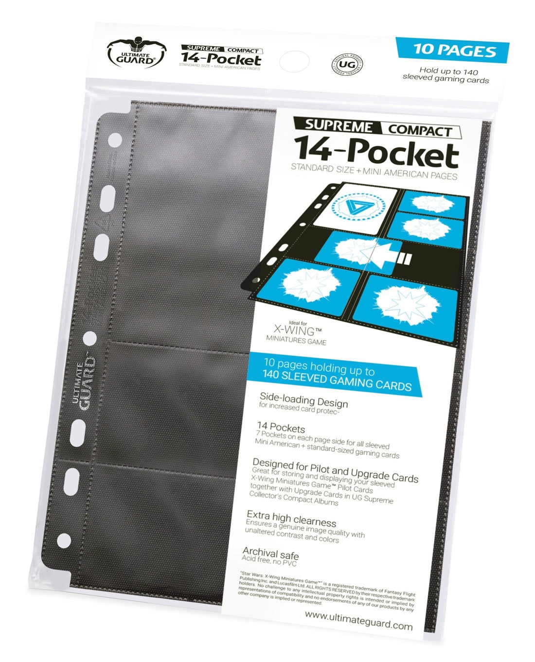 Ultimate Guard 14 - Pocket Compact Pages Standard Size &amp; Mini American Black (10) - 4056133002516 - CrystalLotus.eu