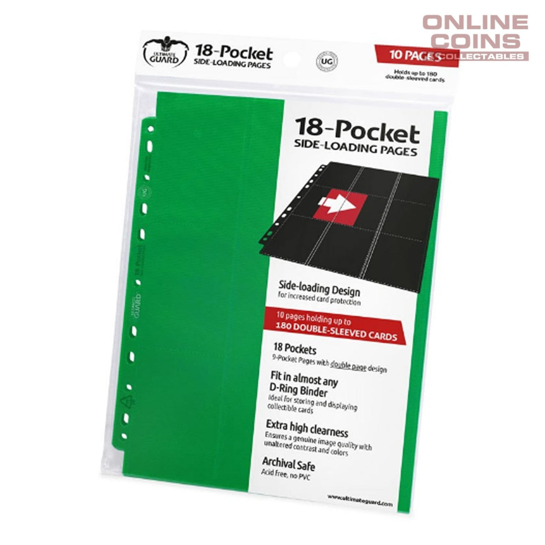 Ultimate Guard 18 - Pocket Pages Side - Loading Green (10) - 4260250078402 - CrystalLotus.eu