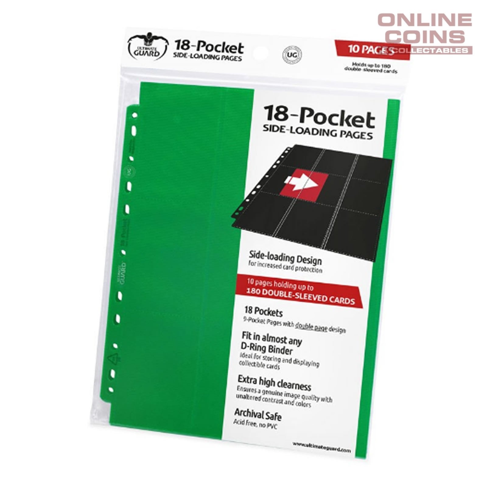 Ultimate Guard 18 - Pocket Pages Side - Loading Green (10) - 4260250078402 - CrystalLotus.eu