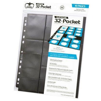 Ultimate Guard 32 - Pocket Pages Standard Size &amp; Mini American Black (10) - 4056133002509 - CrystalLotus.eu