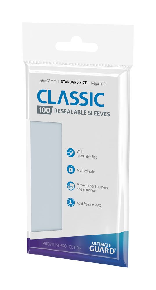 Ultimate Guard Classic Sleeves Resealable Standard Size Transparent (100) - 4056133013222 - CrystalLotus.eu