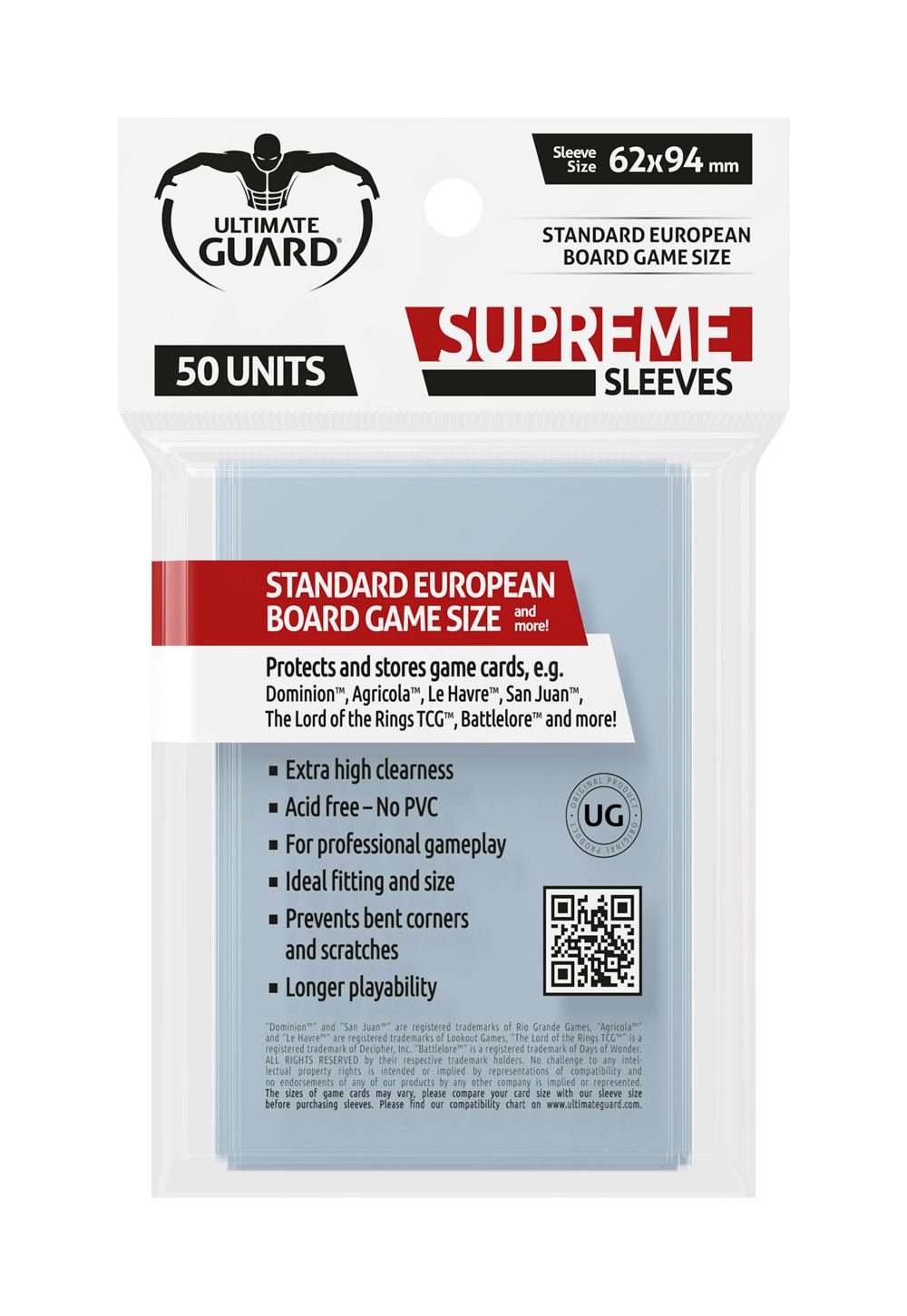 Ultimate Guard Supreme Sleeves Standard European (50) - 4260250072578 - CrystalLotus.eu