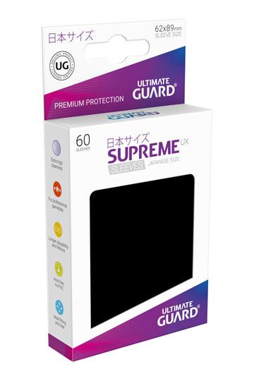 Ultimate Guard Supreme UX Sleeves Japanese Size Black (60) - 4056133003346 - CrystalLotus.eu