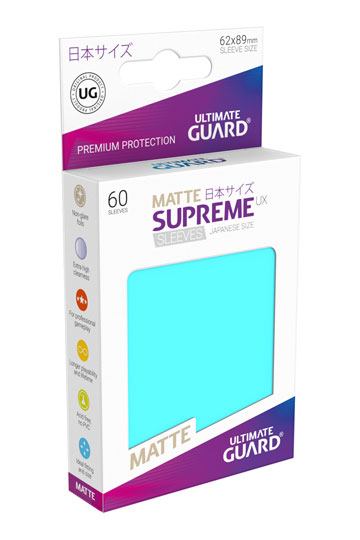 Ultimate Guard Supreme UX Sleeves Japanese Size Matte Aquamarine (60) - 4056133003612 - CrystalLotus.eu