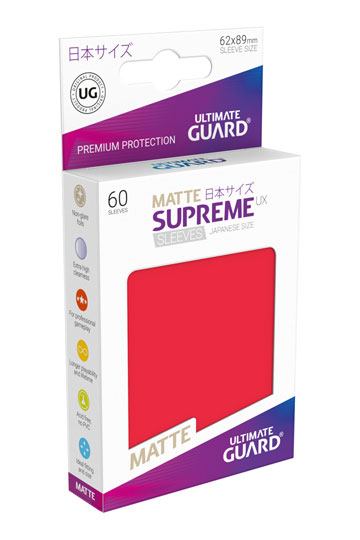 Ultimate Guard Supreme UX Sleeves Japanese Size Matte Red (60) - 4056133003674 - CrystalLotus.eu