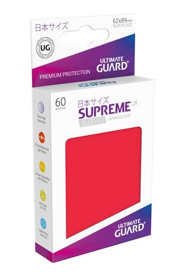 Ultimate Guard Supreme UX Sleeves Japanese Size Red (60) - 4056133003483 - CrystalLotus.eu