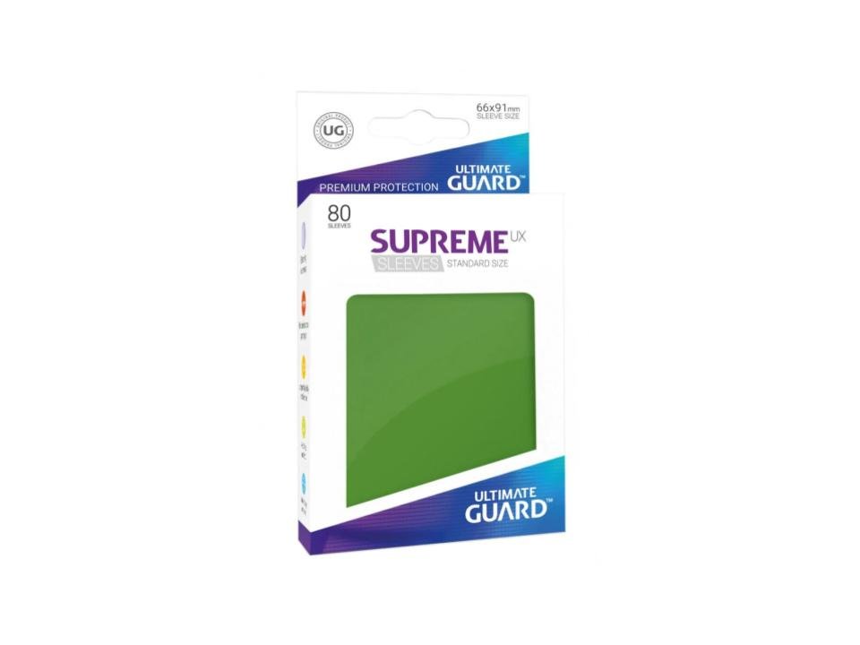 Ultimate Guard Supreme UX Sleeves Standard Size Green (80) - 4056133003018 - CrystalLotus.eu