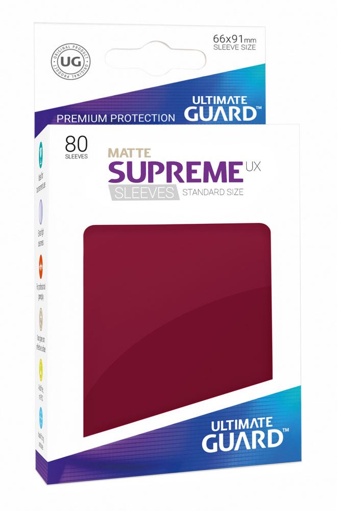 Ultimate Guard Supreme UX Sleeves Standard Size Matte Burgundy (80) - 4056133004510 - CrystalLotus.eu