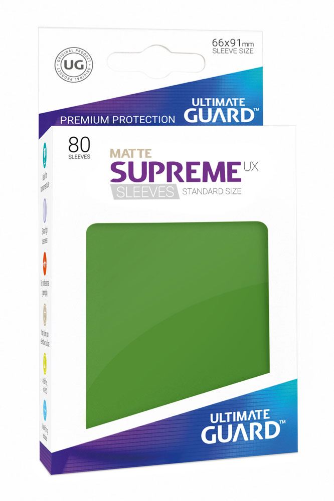 Ultimate Guard Supreme UX Sleeves Standard Size Matte Green (80) - 4056133003209 - CrystalLotus.eu