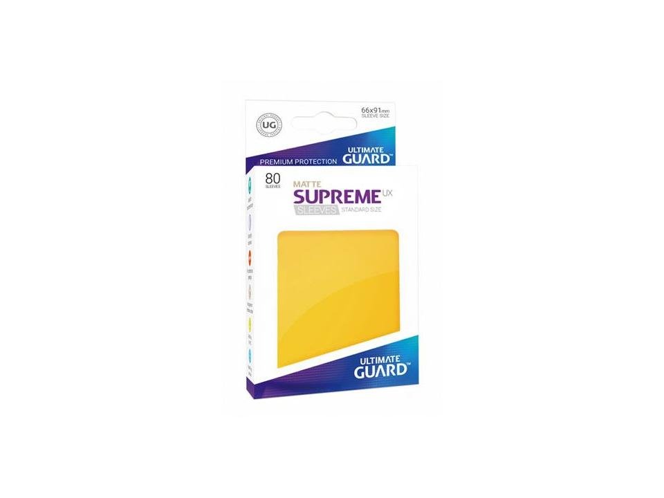 Ultimate Guard Supreme UX Sleeves Standard Size Matte Yellow (80) - 4056133003315 - CrystalLotus.eu