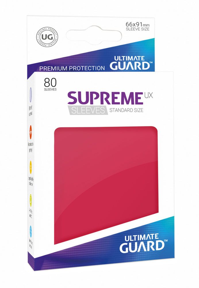 Ultimate Guard Supreme UX Sleeves Standard Size Red (80) - 4056133003100 - CrystalLotus.eu