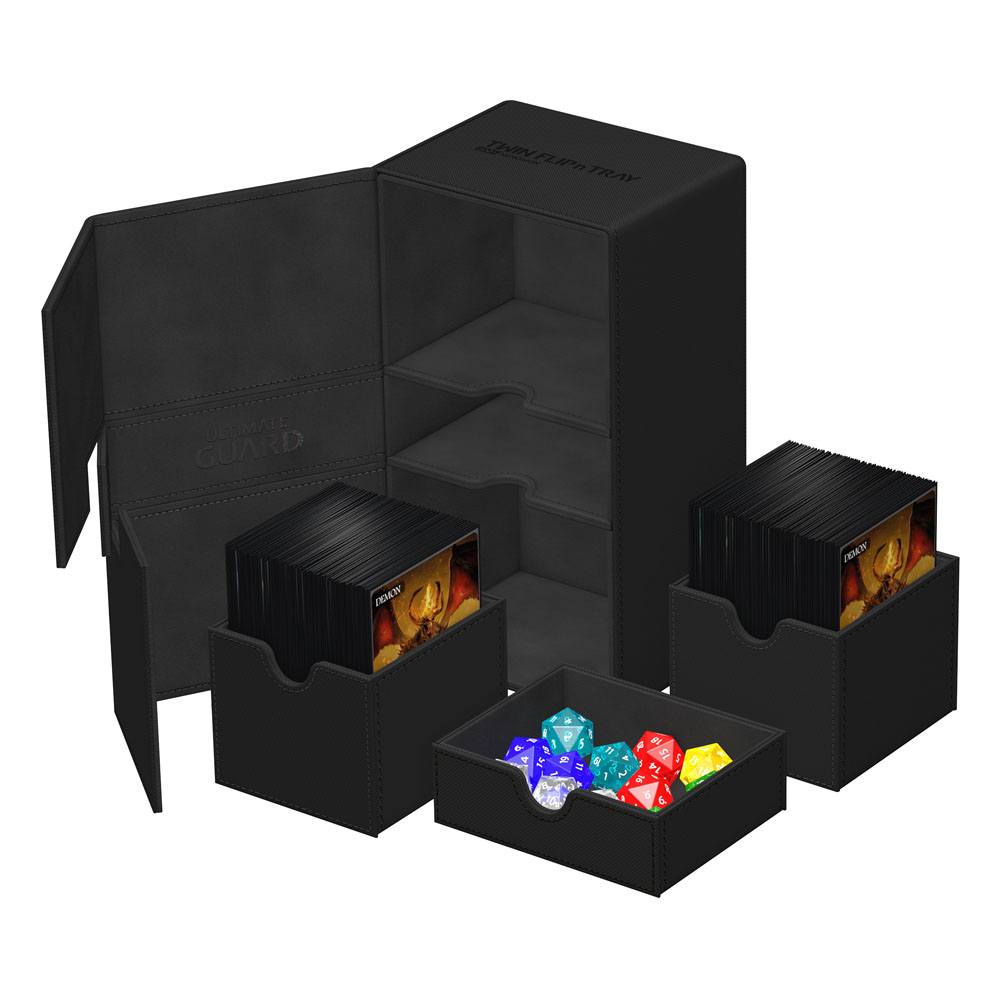 Ultimate Guard Twin Flip`n`Tray 200+ XenoSkin Monocolor Black - 4056133022026 - CrystalLotus.eu