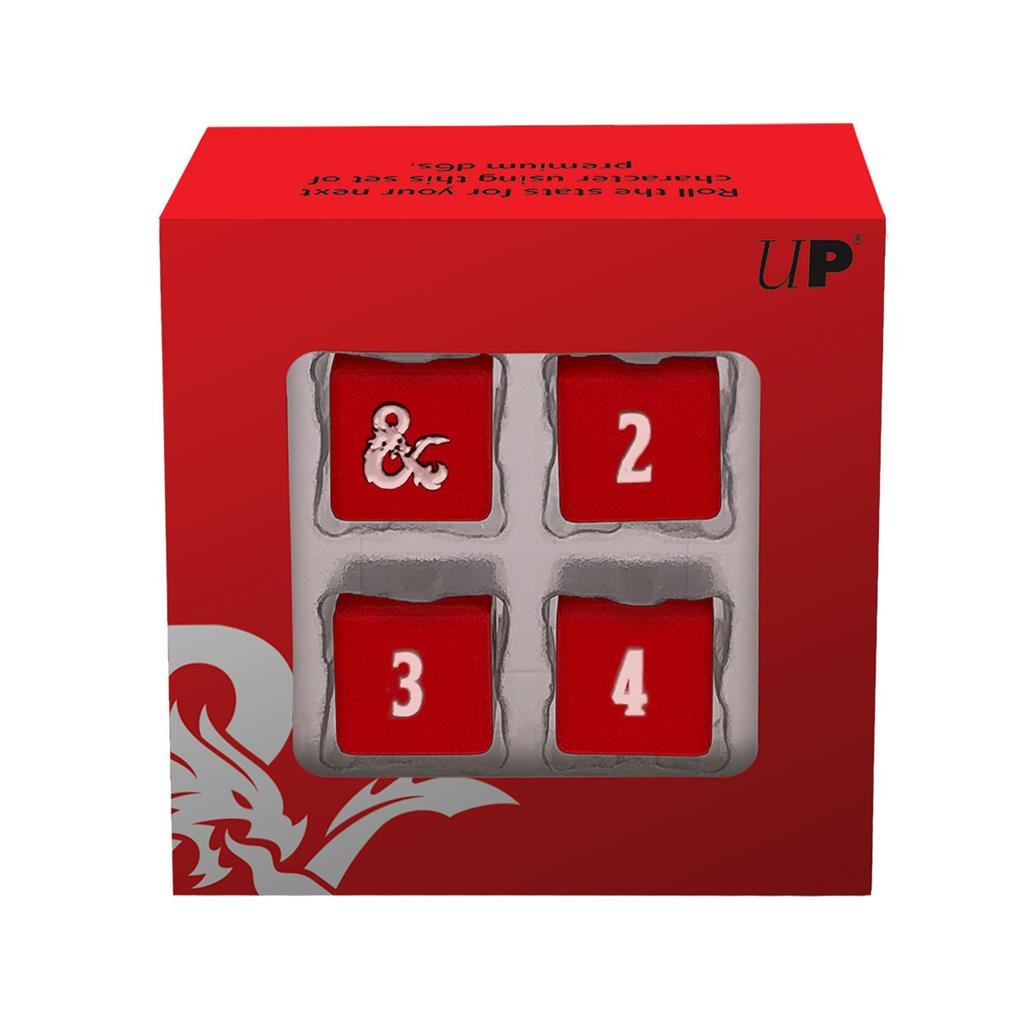 UP - Heavy Metal Red and White D6 Dice Set for Dungeons &amp; Dragons - 074427183974 - CrystalLotus.eu