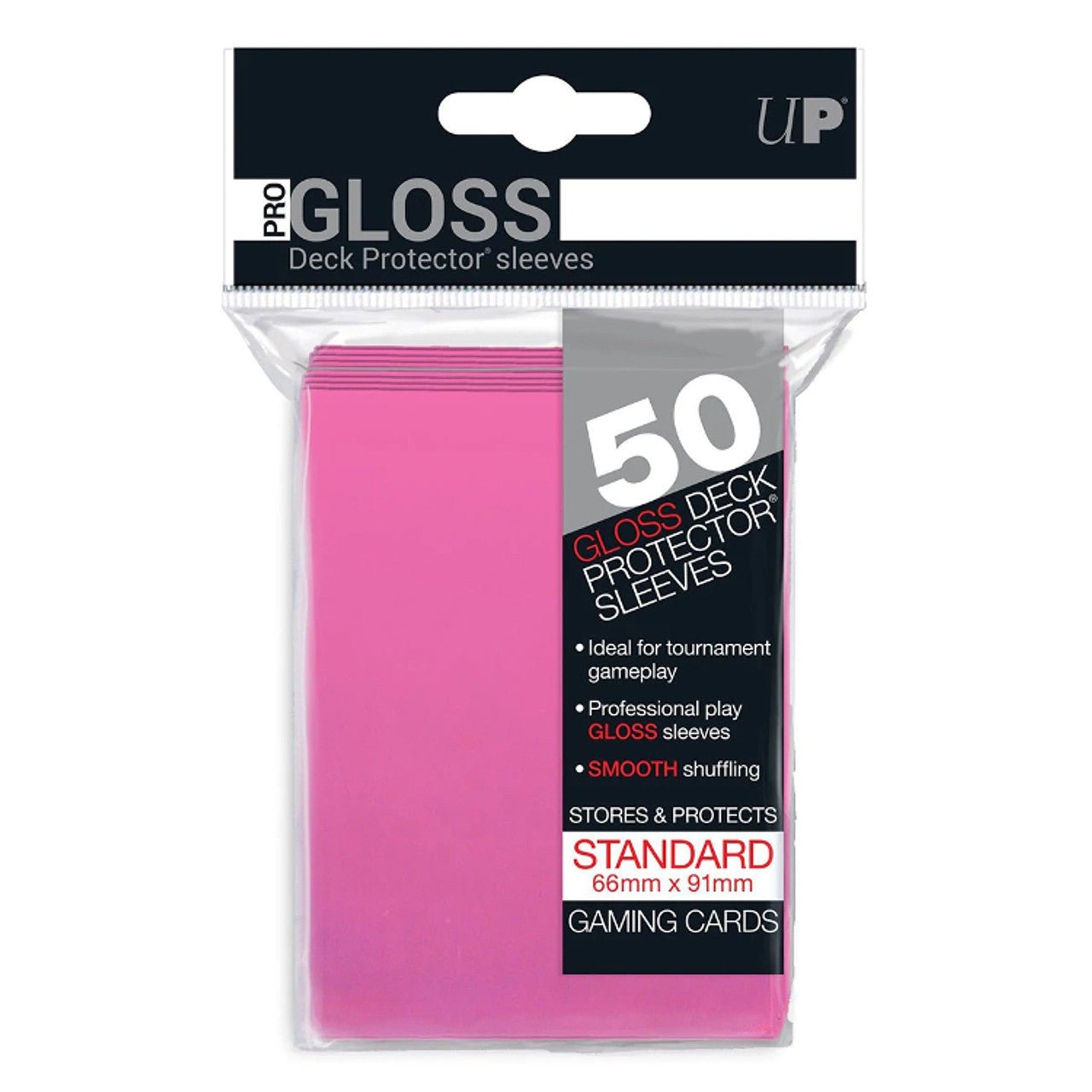 UP - Standard Sleeves - Bright Pink (50 Sleeves) - 074427152574 - CrystalLotus.eu